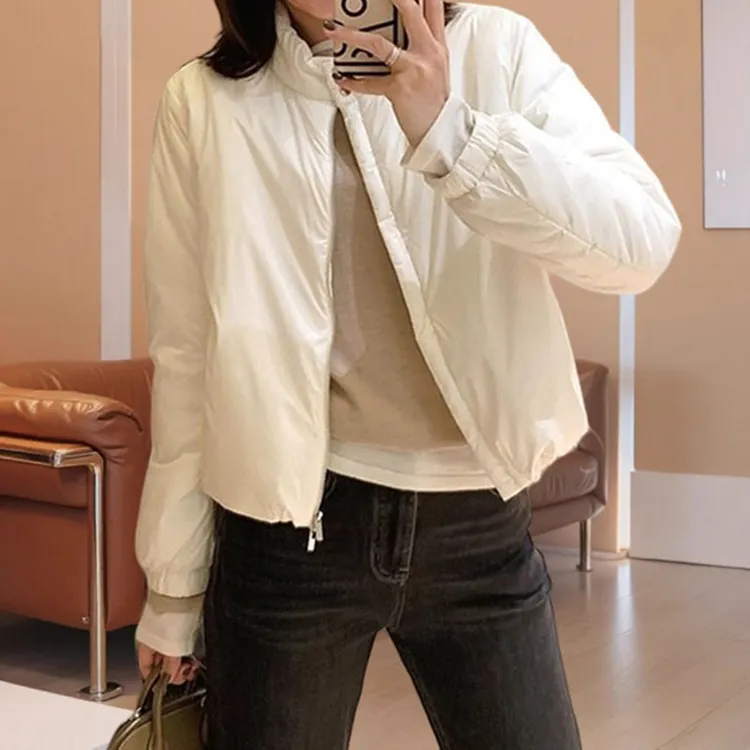 韩版减龄舒适保暖棉服外套秋冬新款休闲百搭纯色立领拉链开衫上衣