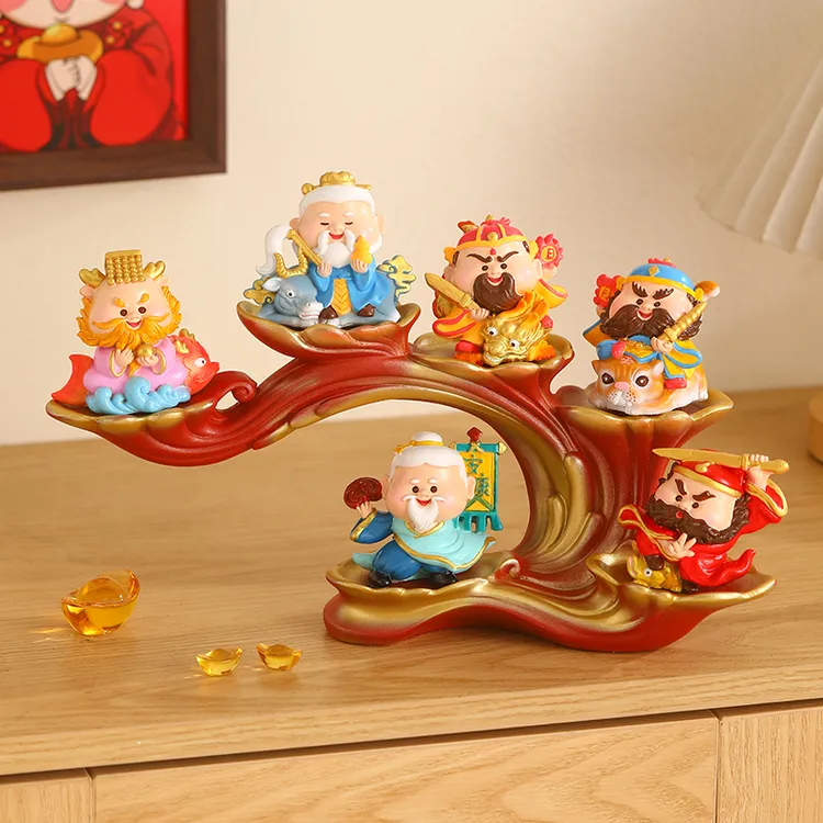 六方守护圣君财神爷摆件创意玄关电视柜店铺装饰品开业乔迁招财礼