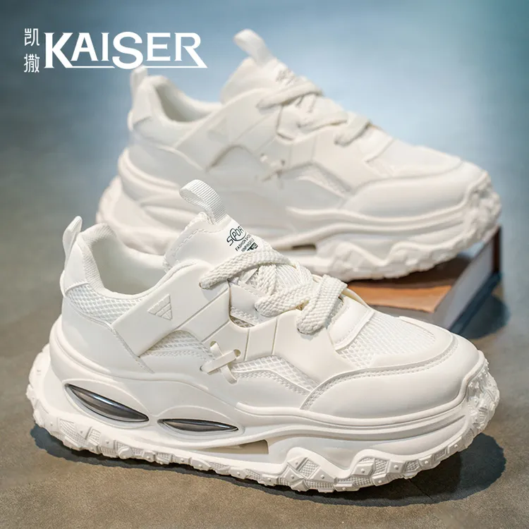 KAISER/凯撒·男鞋新款潮流百搭休闲网面鞋男士厚底耐磨运动小白鞋