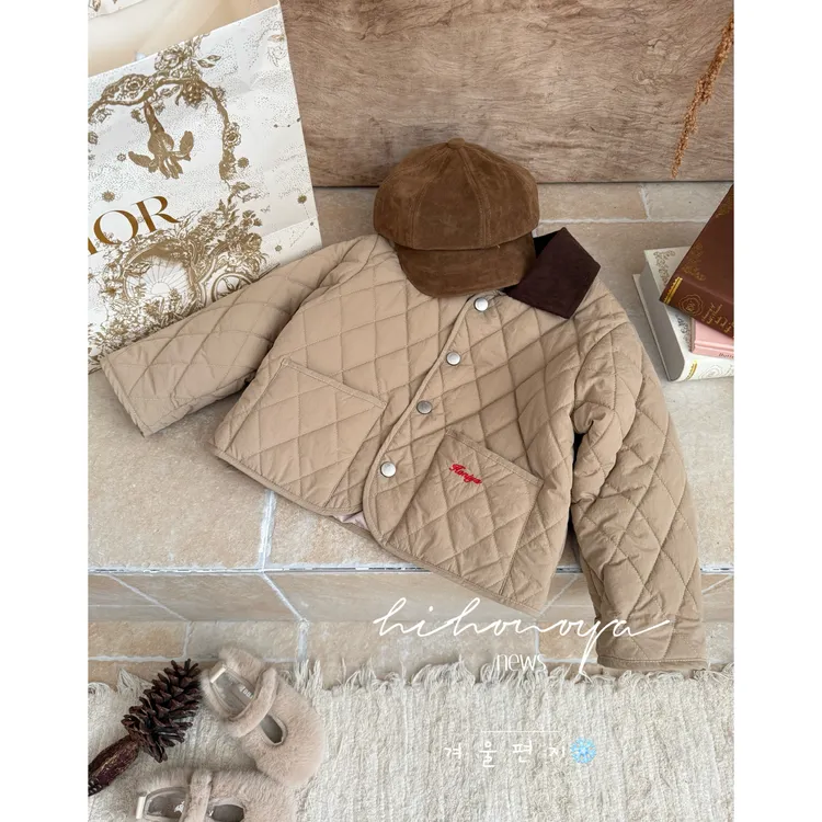 【松茶可可】九Hihoniya~2025秋冬亲子绗缝菱格翻领保暖棉服