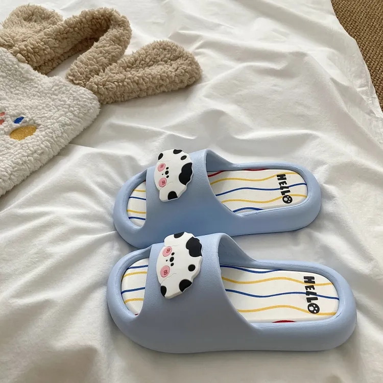 小狗奶糖~！少女心狗狗拖鞋女ins趣味拼色学生夏季外穿居家凉拖鞋