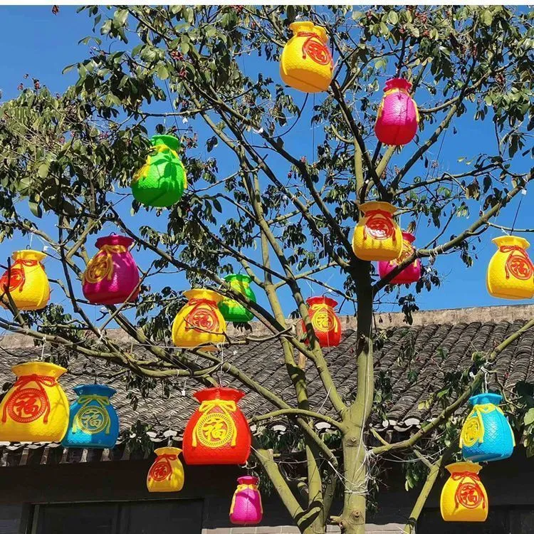 2025新款led福袋彩灯户外防水春节福灯装饰灯街道亮化发光挂树灯