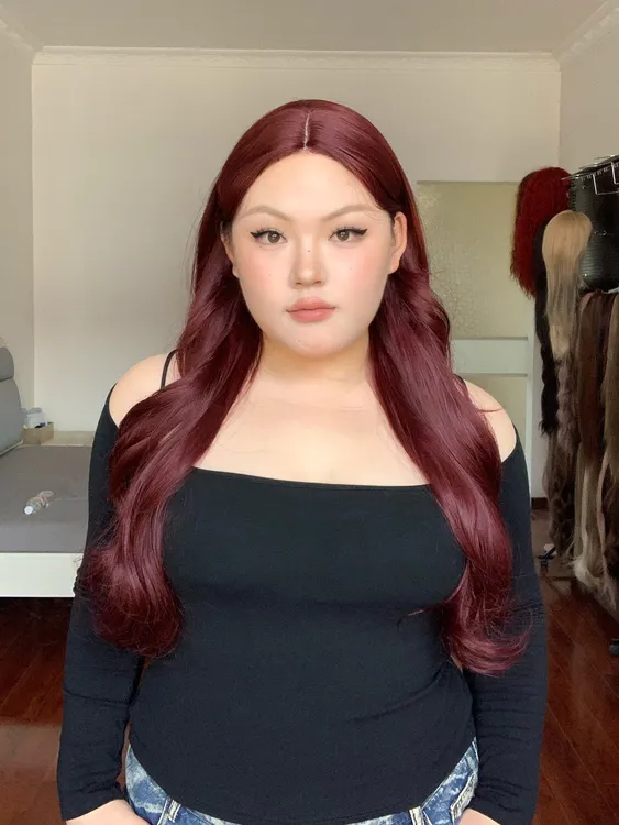 红色大波浪假发~显白首选~长卷女款假发