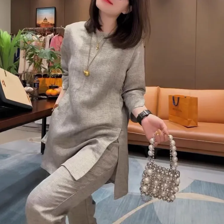 中年人女装2025春秋新款欧货时尚套装高级感上衣小脚裤显瘦40岁