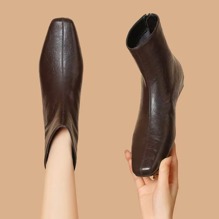 2025新款秋季粗跟靴子不累脚百搭软皮马丁靴女靴5529