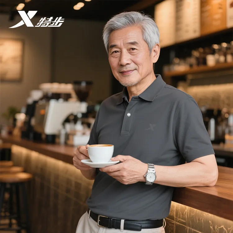 特步父亲节礼物送爸爸衣服冰丝短袖t恤男夏季速干高档男款polo衫