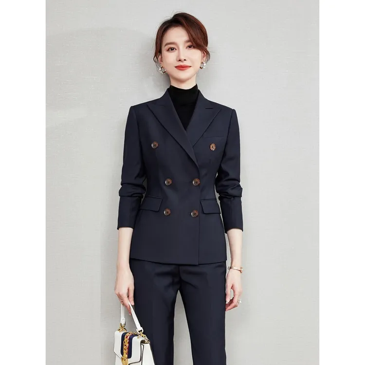 西装套装女冬季加厚工作服职业气质女装酒店前台接待高级感西服