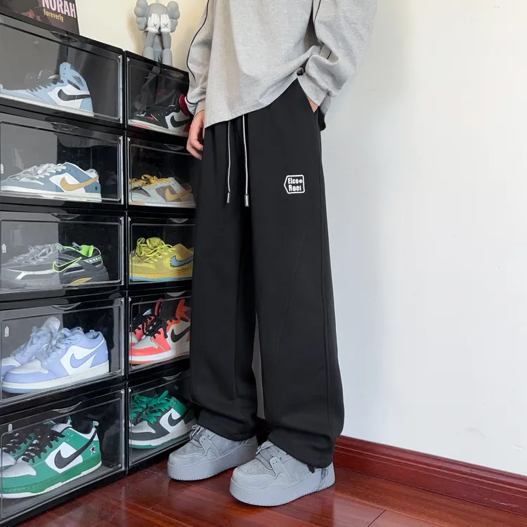 霄桂姿秋季青少年休闲裤纯色简约直筒裤潮流百搭男生长裤子卫裤男