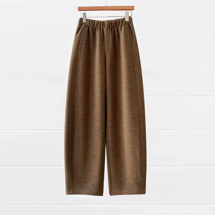 【舒羽绒*羊毛裤】 加绒加厚中高腰窄版弯刀羊毛休闲直筒长裤