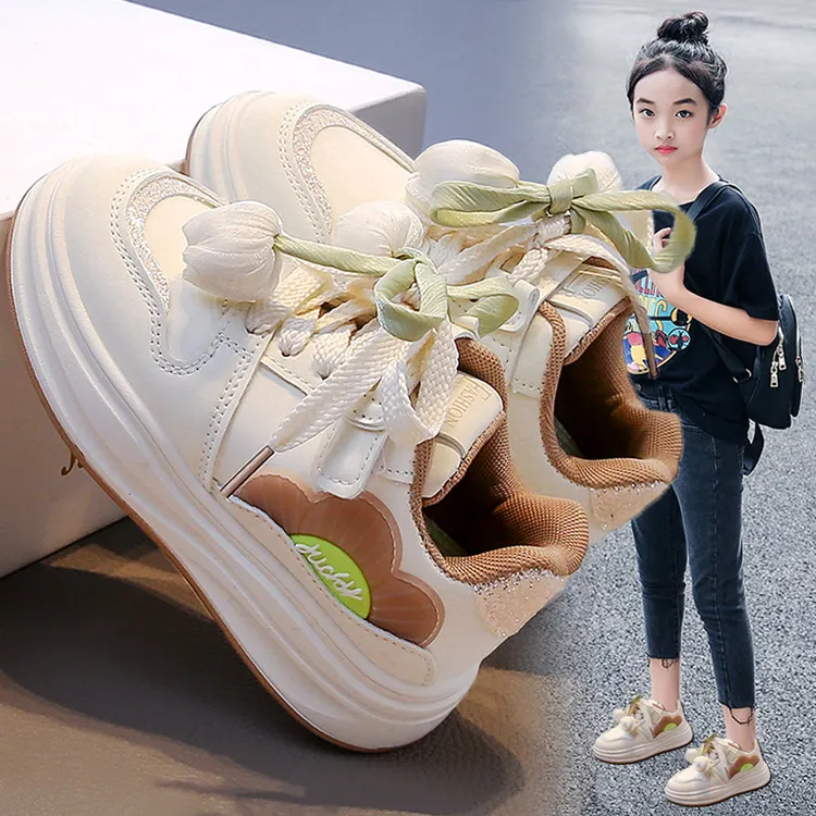 ABC童鞋女童2025秋季新款儿童休闲运动鞋公主皮面轻便小白板鞋