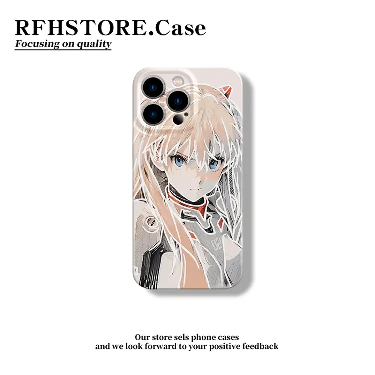 新款动漫长发明日香菲林壳适用iPhone16/15手机壳华为vivoppo小米