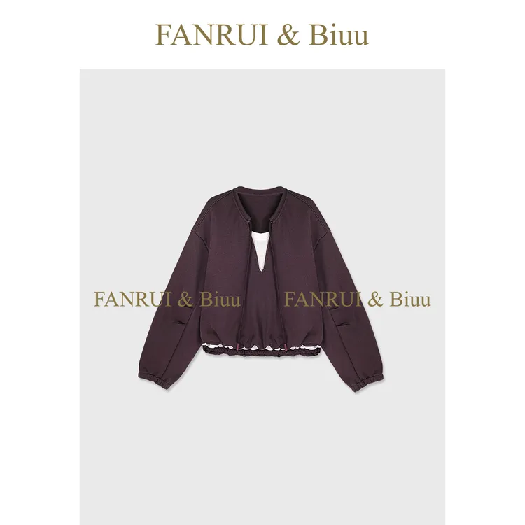 FANRUI/泛芮「贝贝biuu」褶褶两件拼接减龄洋气设计感卫衣女B18594
