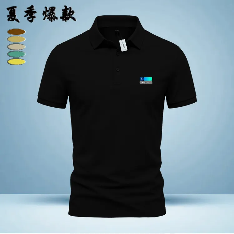 春夏季热销国潮时尚男士翻领t恤高端重磅爆款印花商务休闲polo衫