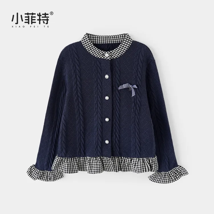 小菲特女童秋装毛衣开衫中大童休闲针织上衣儿童外套BGYQ53094