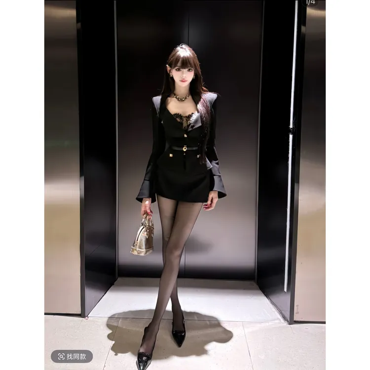 法式气质名媛时尚套装女秋冬季新款高级感收腰显瘦包臀裙两件套