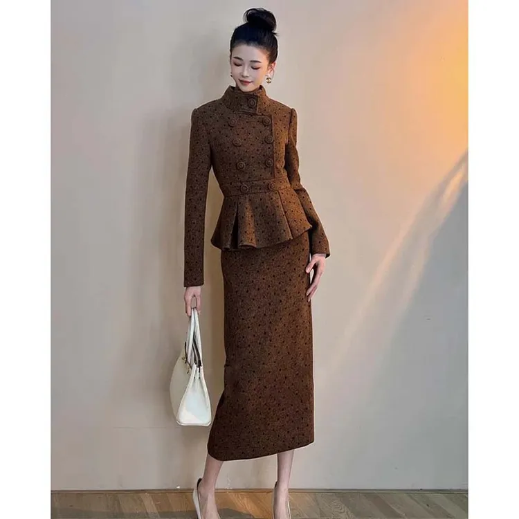 【两件套】【有里布】连衣裙女秋冬美拉德穿搭小香风两件通勤HY0147