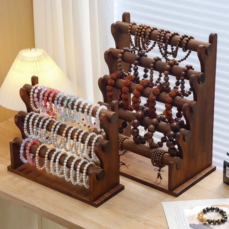 阶梯实木多层首饰架手链饰品架文玩佛珠架摆摊手串项链展示收纳架
