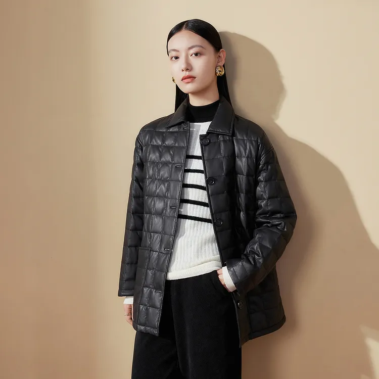 【专属】FINITY 新款皮草羽绒服羊皮革保暖时尚 F21X9C21G5