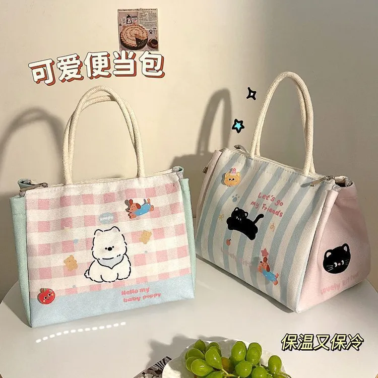 可爱保温便当学生上班族手提大容量带饭餐包饭盒铝箔手提包加厚