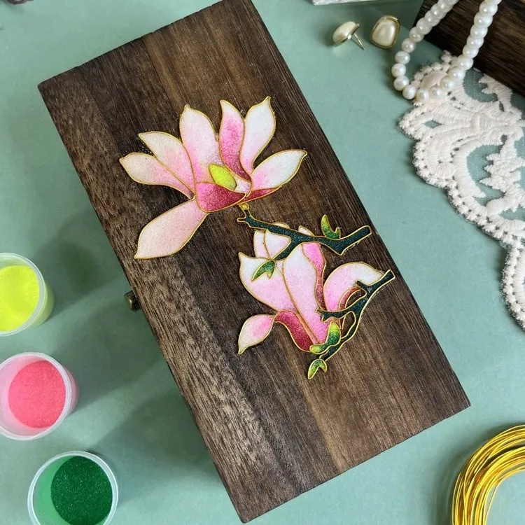 掐丝珐琅首饰盒diy景泰蓝材料包国风送朋友手工礼物非遗团建活动