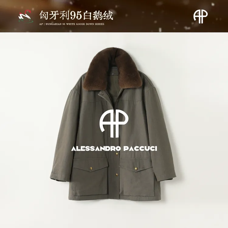 AP洛哥54011RE【工装鹅】匈牙利进口95白鹅绒+水貂毛领羽绒服/女装