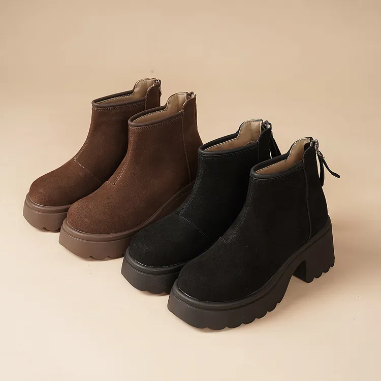 暮秋秋真皮马丁靴雪地靴勃肯鞋女款2025秋冬季新款厚底短靴【原创】
