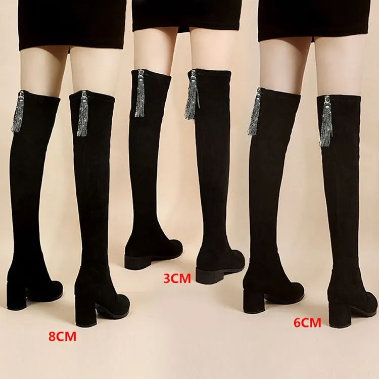长靴女过膝2025年秋冬新款百搭网红水钻瘦瘦鞋高跟弹力靴瘦瘦靴