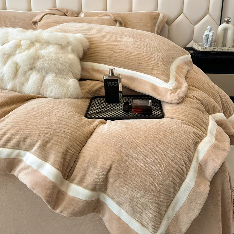 瑞丽 全消光牛奶绒加厚保暖四件套毛绒绒床单被套床上用品