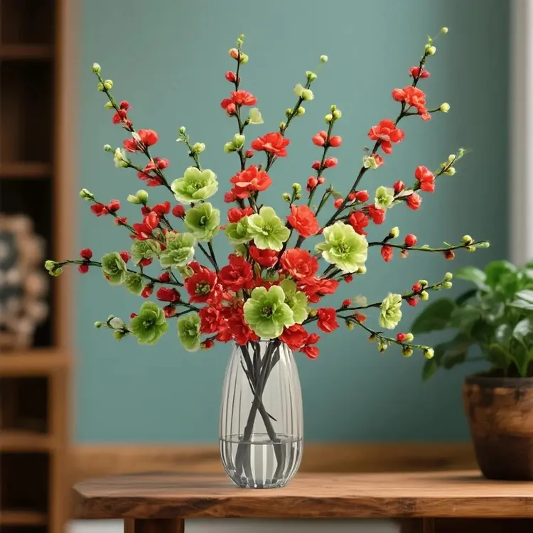 【带花苞】鲜枝水培桃枝浓香红梅绿梅室内客厅遇水开花耐寒年宵花卉
