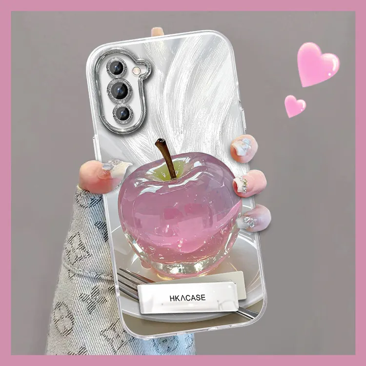 适用华为nova10精孔羽纱晶莹粉苹果网红个性创意支架全包手机壳女