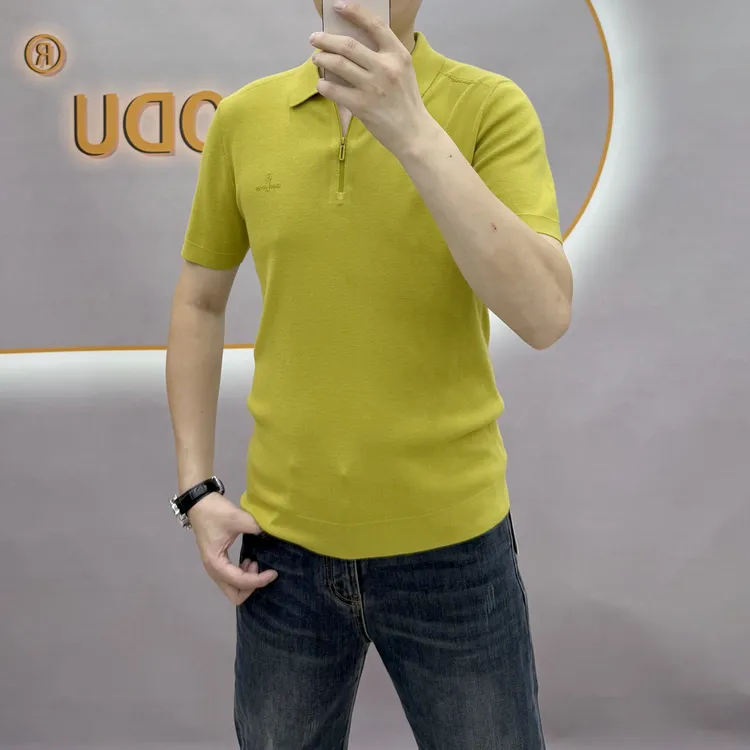 75573款商务纯色针织标准男士Polo衫秋季打底短袖秋季半袖