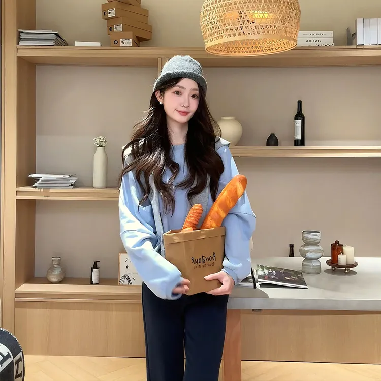 3姐【韩系慵懒全棉毛圈针织圆领阔版宽松长袖卫衣】  S31177C2