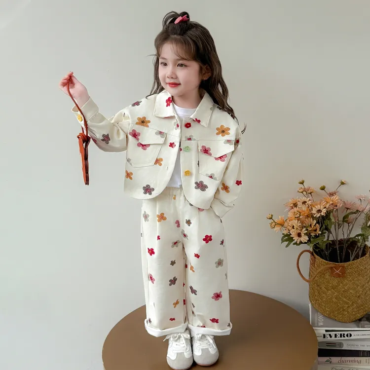 女童休闲套装2025新款儿童春秋装韩版潮款女宝秋季洋气工装两件套