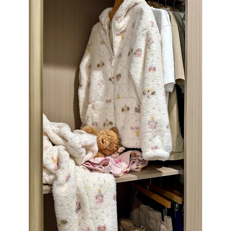 【布丁小狗】韩版法兰绒睡衣女秋冬新款宽松保暖加厚家居服套装