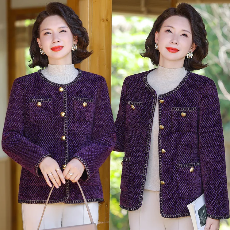 中年女士小香风外套韩版女秋冬短款百搭气质短外套春秋小个子洋气