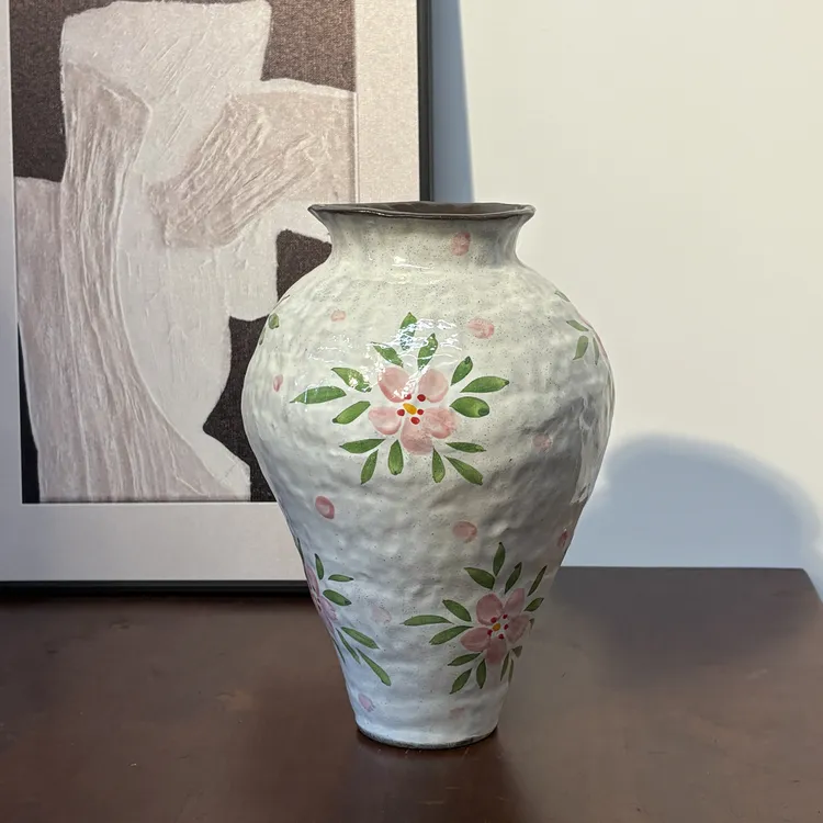 景德镇陶瓷花朵网红客厅摆件简约桌面高端陶瓷花新中式水培花瓶