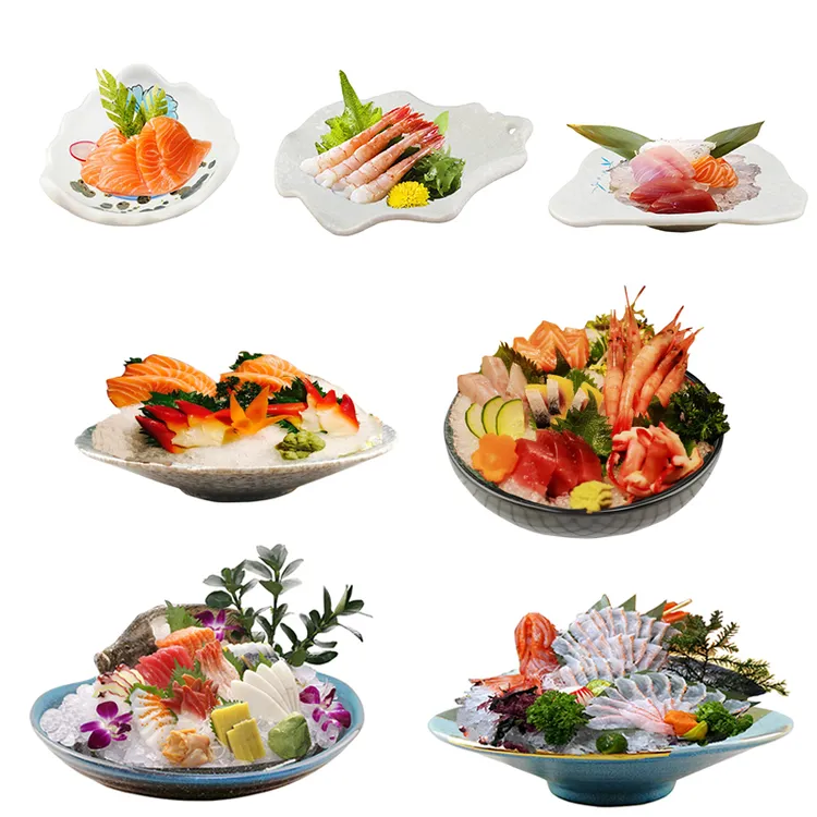日式创意陶瓷异形刺身盘冰盘大碗干冰餐具不规则日料餐厅沙拉盘子