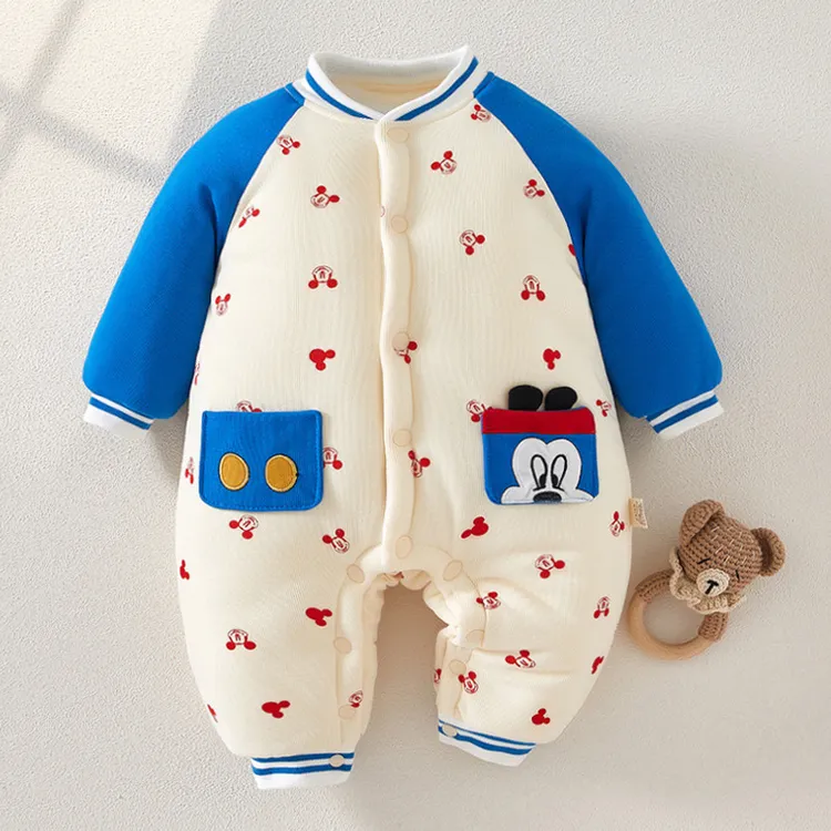 婴儿衣服冬季加厚哈衣夹棉连体衣婴儿棉服外出可爱宝宝新生儿衣服