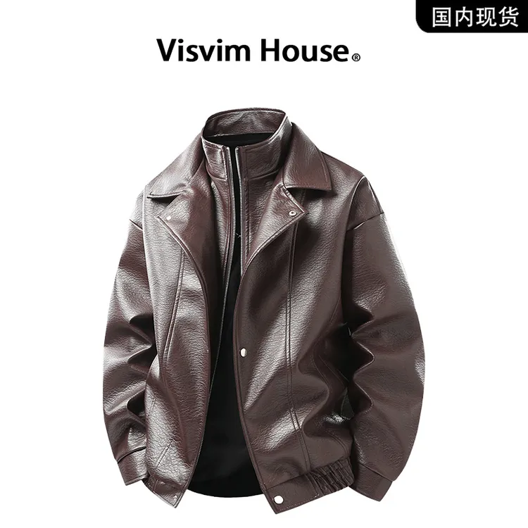 【品牌现货撤柜】VISVIM WINGS春秋季假两件痞帅机车皮衣夹克外套男