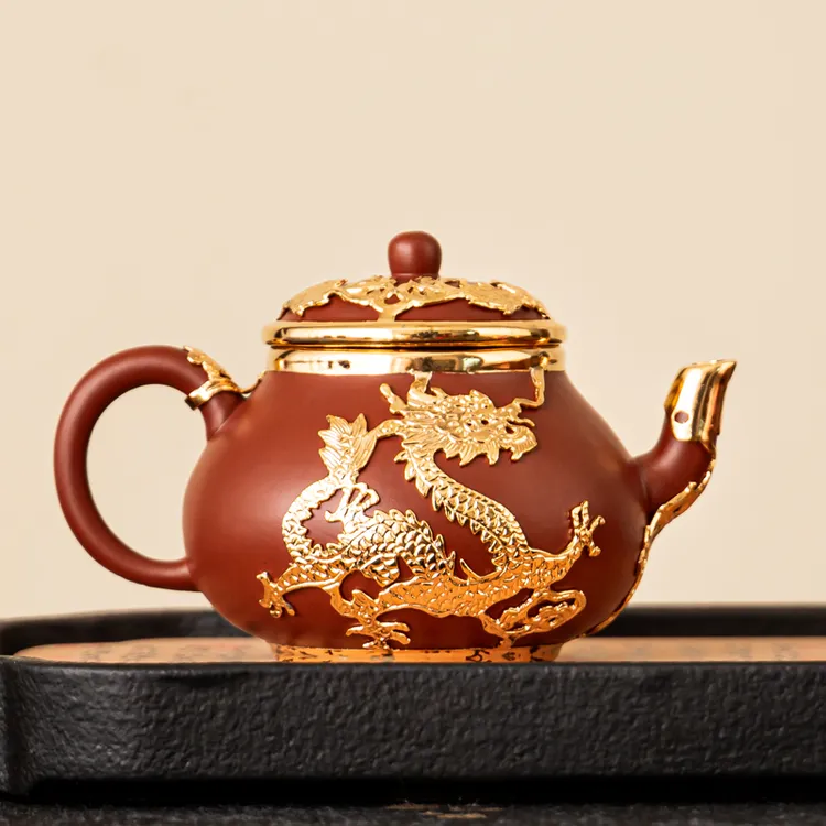 金镶玉福禄壶紫砂手工陶瓷高端泡茶壶高档大容量中式茶壶礼盒装