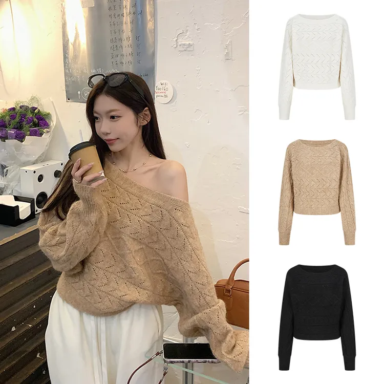 Moses Queen/魔西女王新款韩系慵懒风宽松针织衫女长袖显瘦设计感