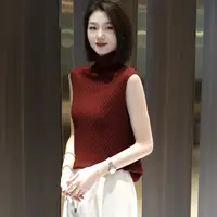 【小轻奢网状】堆堆领时尚无袖打底背心针织上衣MG7196