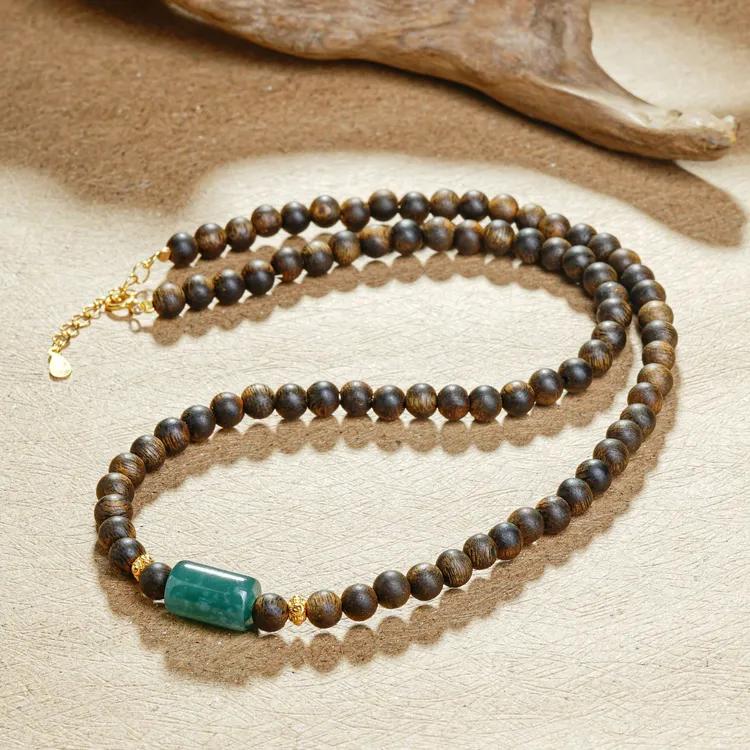 沉香翡翠原创DIY项链