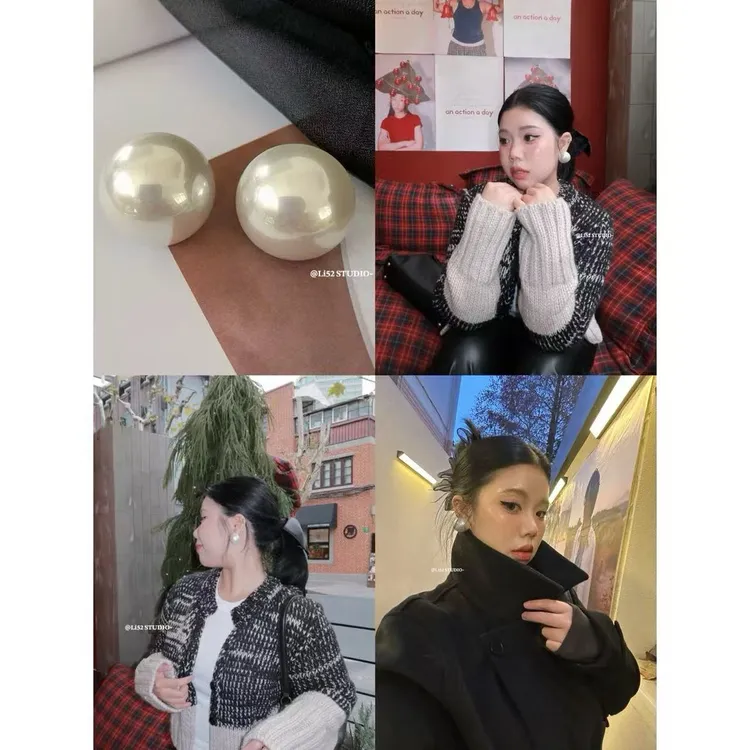 925银耳饰 【半圆大珍珠耳钉】25mm超百搭耳钉好多老婆问的!