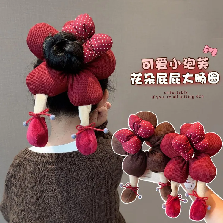 米奇屁屁大肠发圈新款花朵发绳波点蝴蝶结扎头发丸子头绳