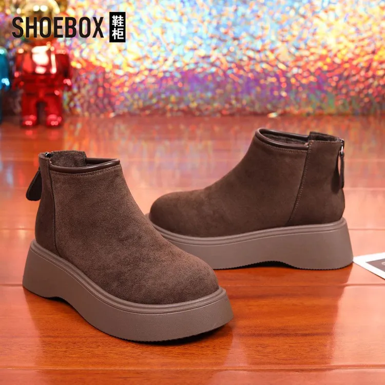 达芙妮集团旗下短靴女2025冬新款加绒雪地靴女保暖防水厚底勃肯鞋