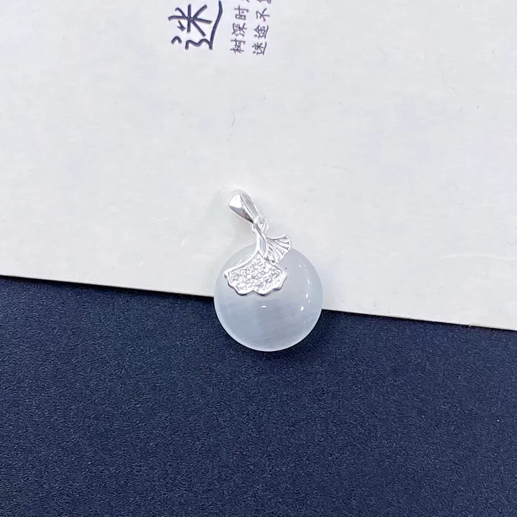 坠链均足银 足银990小杏运平安扣挂坠项链吊坠锁骨链配饰生日礼物