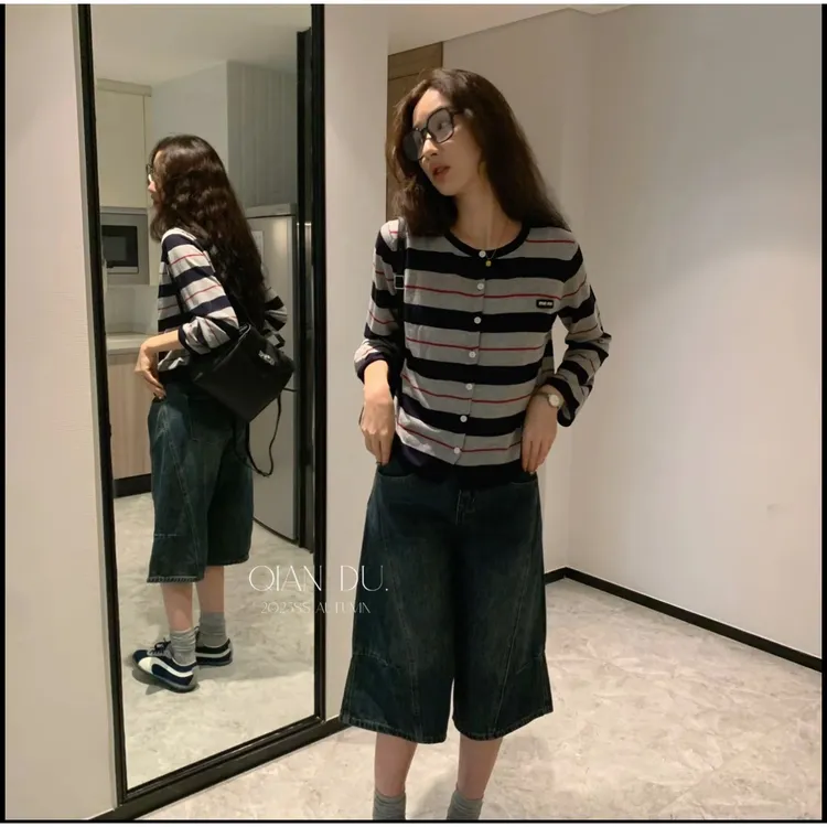 1225长袖打底针织开衫女春秋款大码上衣显瘦百搭秋季早秋圆领