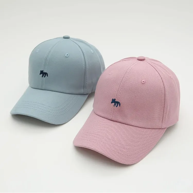 刺绣小狐狸雾蓝棒球帽2025男女宽檐显脸小鸭舌帽遮阳透气休闲百搭