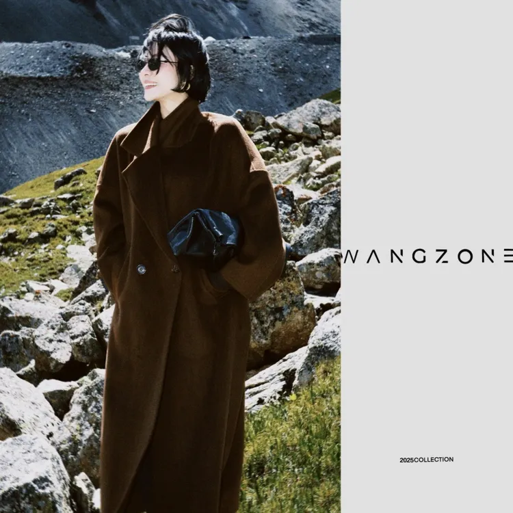 WANG ZONE  "人生大衣"乌木棕羊绒廓形长款静奢老钱风毛呢大衣